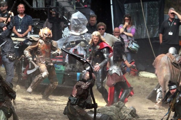 First look at Chris Hemsworth as "Thor" on the set of the action adventure movie, Surrey, UK