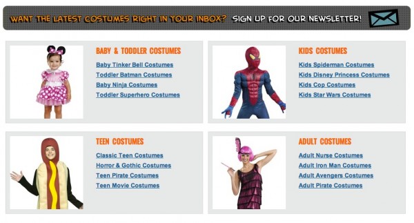 Costume Express site