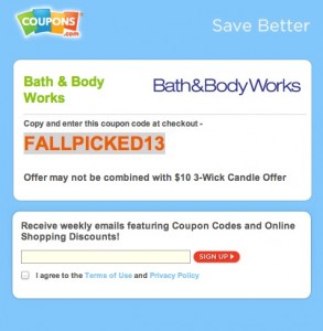 Bath Body Works Coupons.com Promo Code
