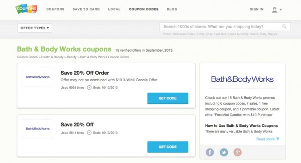 Bath Body Works Coupons.com Promo
