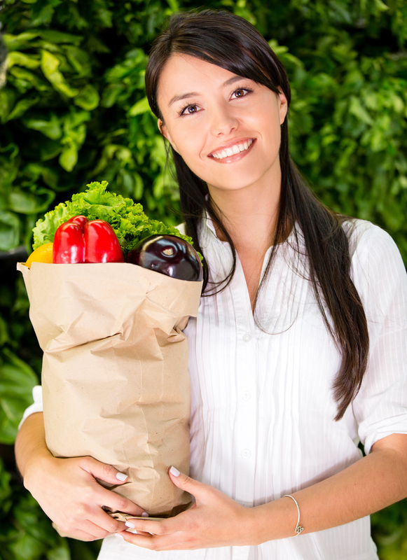 Woman buying fresh food